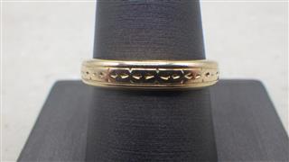 14K Yellow Gold Art Deco Geometric Band, Size: 10, 5.9g,